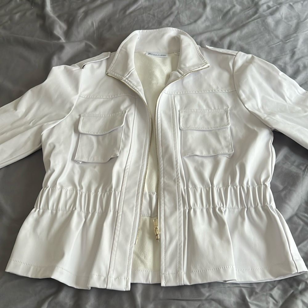 New York and Company NYC NY&C White Faux Leather Jacket